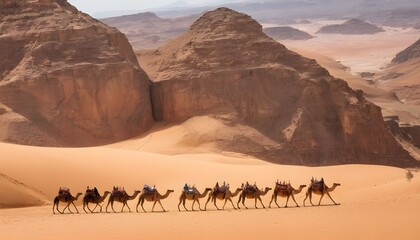 A Camel Caravan Winding Its Way Through Desert Can  2