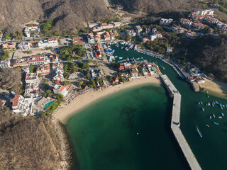  Elevated outlook of Santa Cruz Bay, Huatulco, Oaxaca, Mexico default