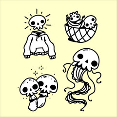 skull doodle set