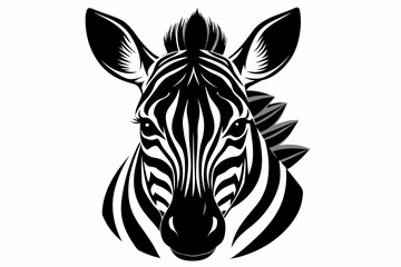 zebra face shot isolated  silhouette black vector illustration