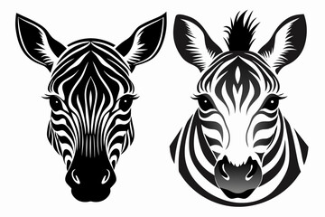 zebra face shot isolated  silhouette black vector illustration