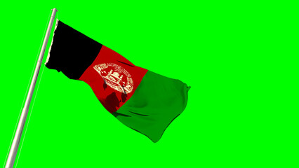 Waving glorious flag of Afghanistan on green screen, isolated - object 3D rendering