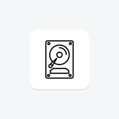 Hard Disk icon, disk, storage, data, computer, editable vector, pixel perfect, illustrator ai file