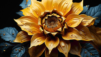A mesmerizing close-up of a sunflower with a contrasting dark background, highlighting the...