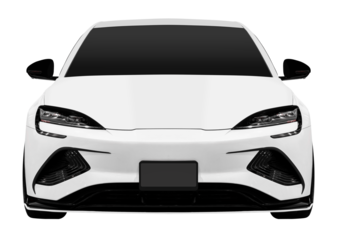 Front view white electric car