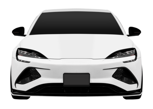 Front view white electric car