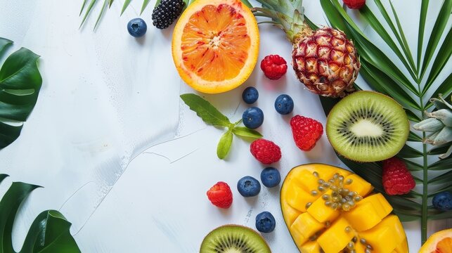 A refreshing image of tropical fruits and berries perfect for a summer treat AI generated illustration