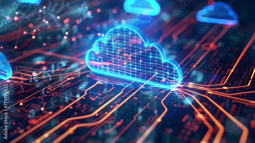 Aufkleber abstract visualizations of data storage and cloud computing systems ai generated illustration