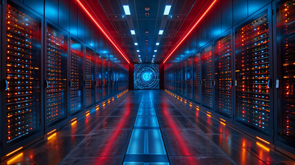 Tech hub: IT company server room, business concept