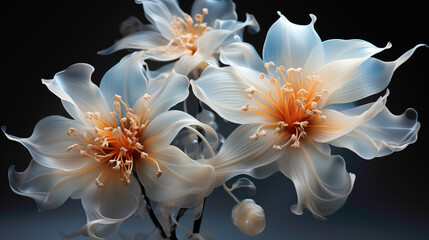 An artistic capture of a rare and delicate Ghost Orchid, its ethereal beauty showcased against a...