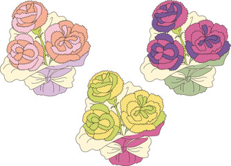 花束のイラストセット