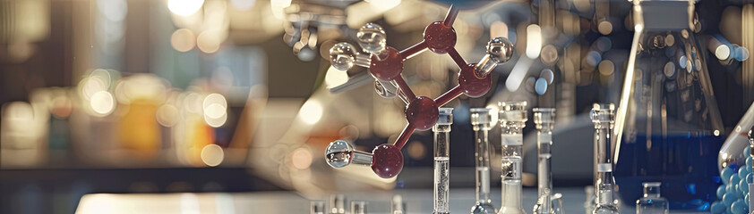 Biomedical engineering workspace close-up on molecular