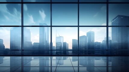 Empty High-rise modern business office skyscrapers with large bright windows. in commercial district with blue sky . For Design, Background, Cover, Poster, Banner, PPT, KV design, Wallpaper
