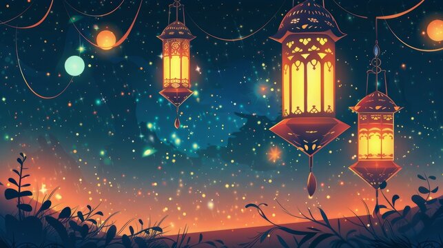 Ramadan Lantern design space illustration
