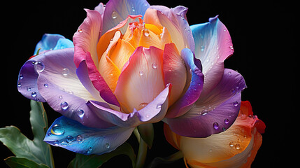 A breathtaking image showcasing the intricate beauty of a Rainbow Tulip, its vibrant colors against...