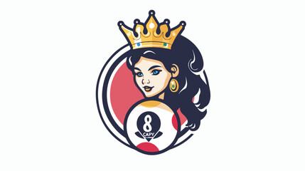 Billiard 8 ball queen logo design. Scalable and editab
