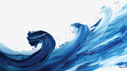Blue wave abstract creative hand painted background ab - obrazy, fototapety, plakaty