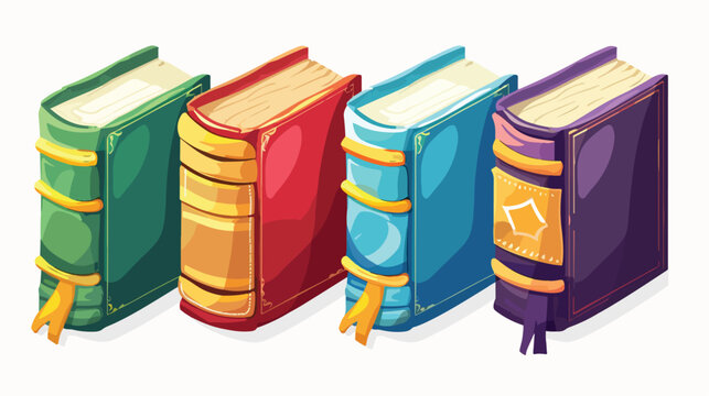 Book with bookmarks icon cartoon vector. School textbo