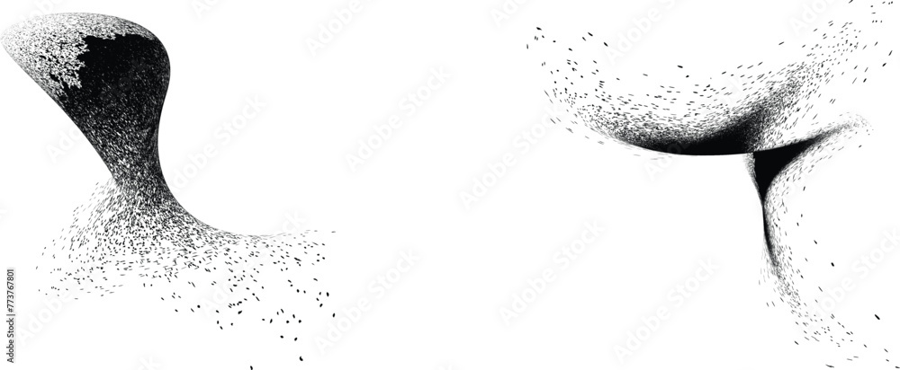 Poster distorted geometric shape . minimal art design . noise destroyed logo . trendy grainy shapes . graph