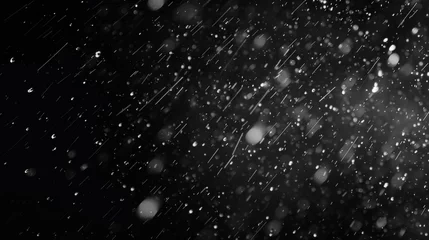 Fotobehang Rain on a black background. Raindrop overlay © Vladimir