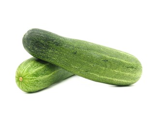 Fresh green cucumbers without chemicals Placed isolated on a white background.	