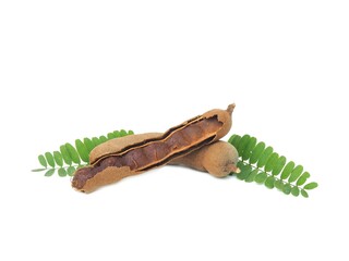 Fresh and perfectly ripe sweet tamarind. Placed isolated on a white background.	