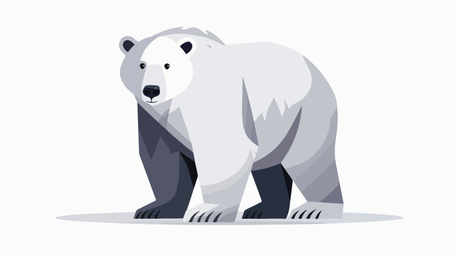 Cartoon cute polar bear flat vector isolated on white