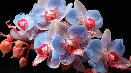 A vibrant close-up of a blooming orchid, showcasing its intricate petals against a solid background