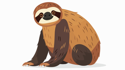 Cartoon giant sloth on white background flat vector isolated