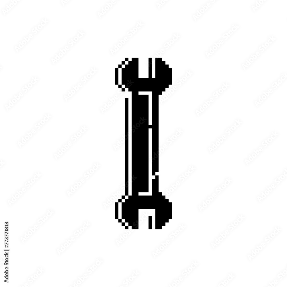 Poster wrench pixel art icon. flat style. 1-bit sprite. old school computer graphic style. isolated vector 