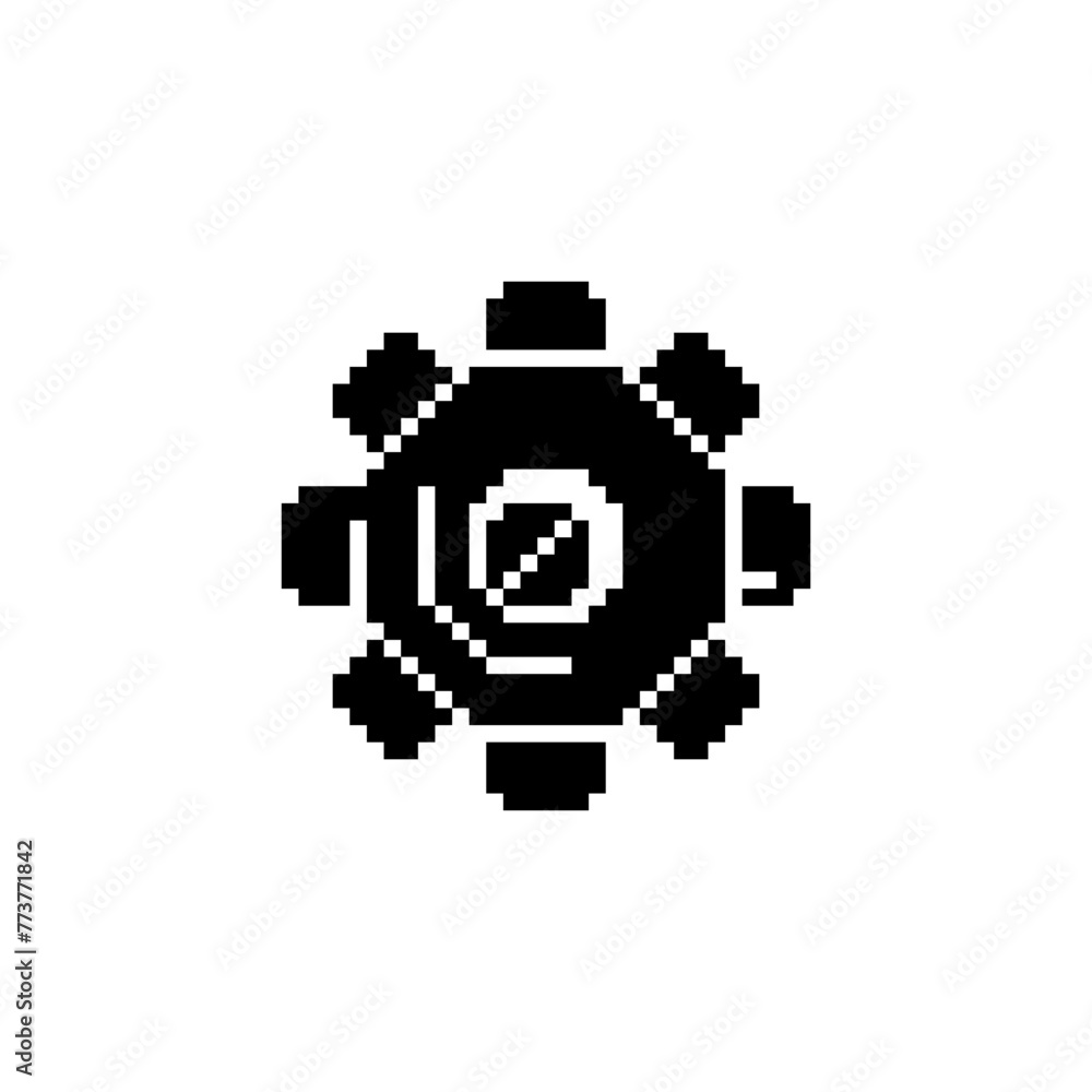 Poster gear pixel art icon. flat style. web site design. 8-bit. game assets. isolated abstract vector illus