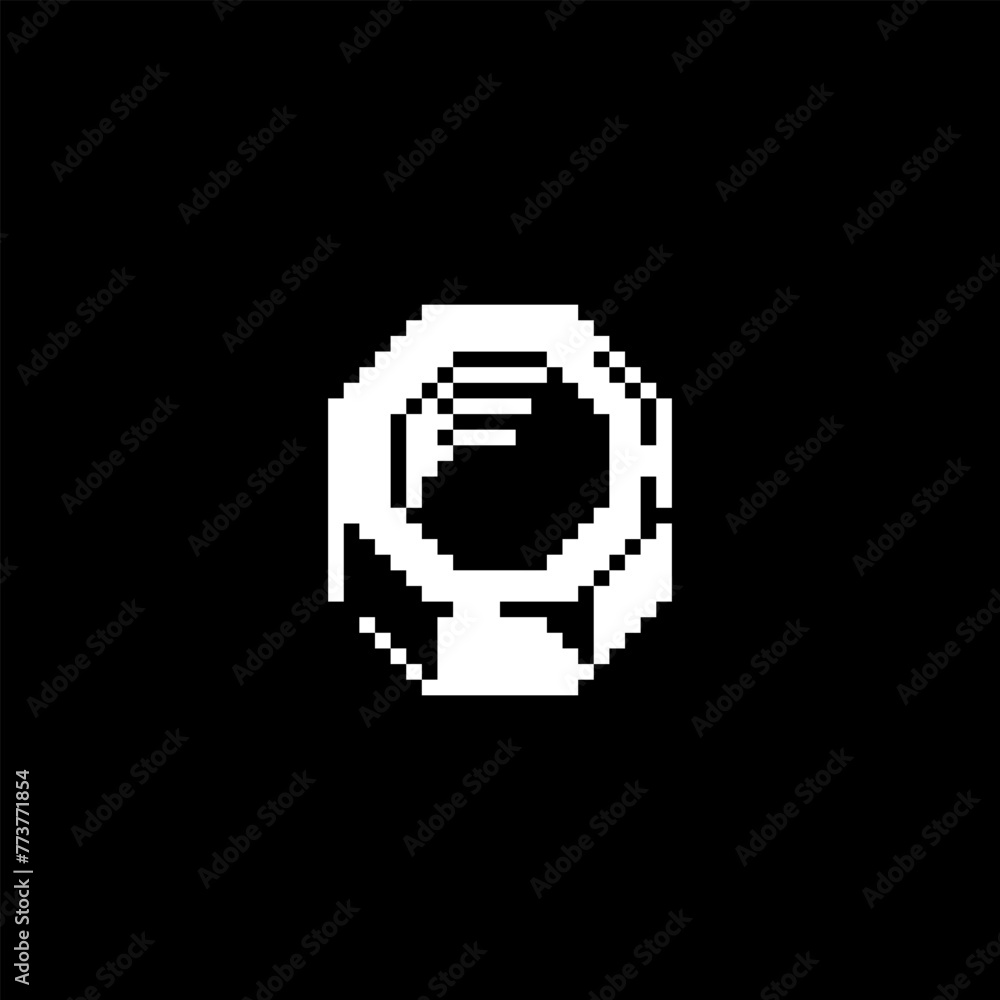 Poster gear pixel art icon. flat style. web site design. 8-bit. game assets. isolated abstract vector illus