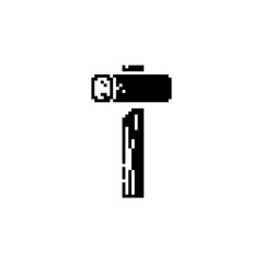 Hammer pixel art icon Isolated vector flat illustration. Design for stickers, logo and mobile app. Game assets 1-bit sprite.