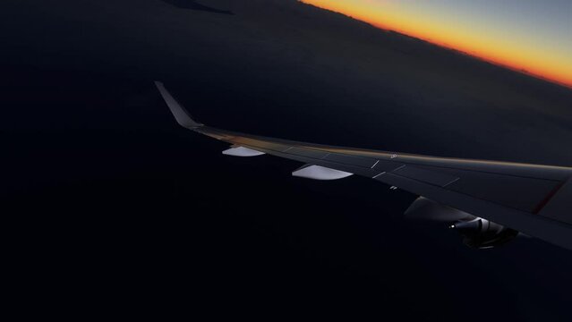 Airplane Wing view at night