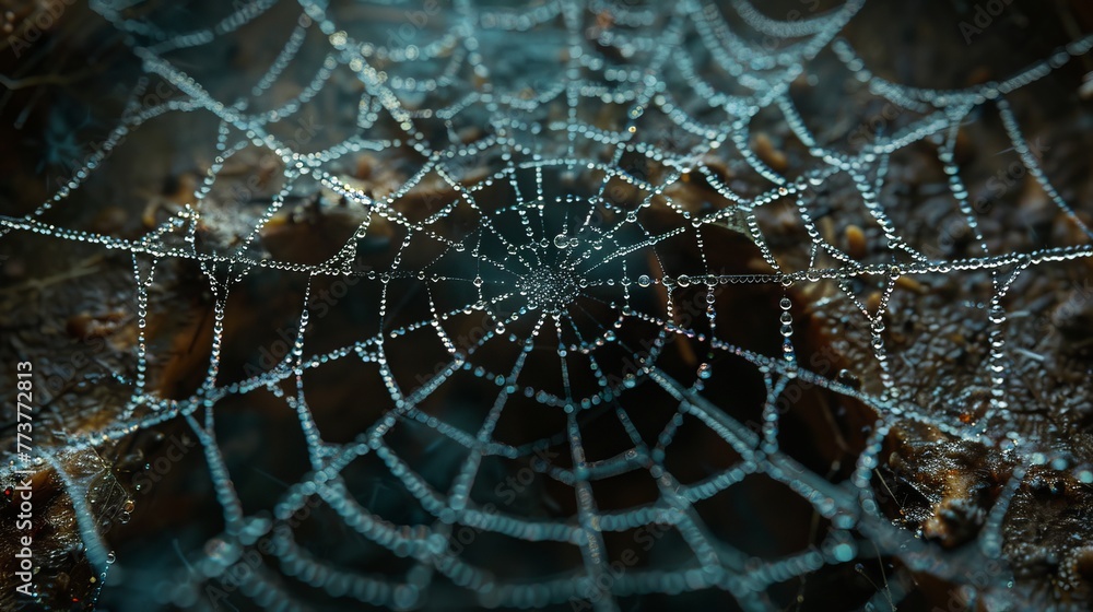 Poster a web of threads weaving together