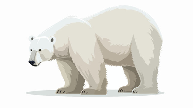 Cartoon polar bear isolated on white background flat v
