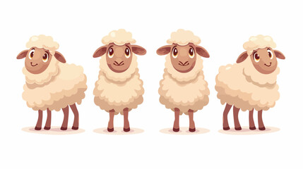 Cartoon sheep on white background flat vector 