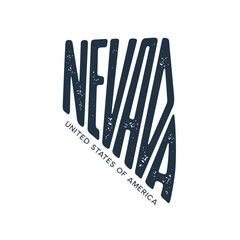 Nevada. Hand drawn USA state name silhouette on white background. Modern typography for t shirt prints, posters, stickers, cards, souvenirs. Vector vintage illustration.