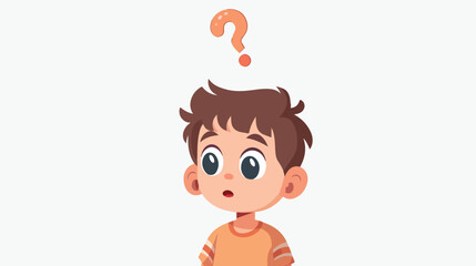 Cartoon Surprised little boy about question mark over