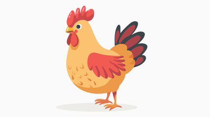 Chicken cartoon flat vector isolated on white background