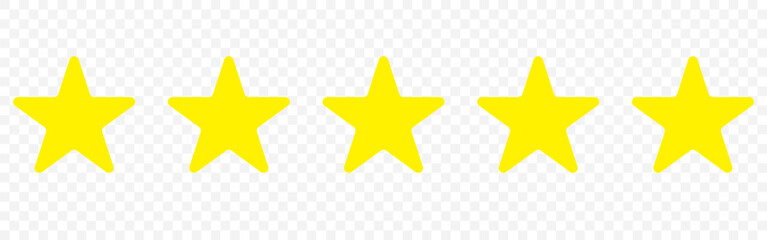 Five stars customer review icon for apps and websites.  flat style. 5 star sign. Star symbol. Star rating feedback review from customer experience vector design illustration in eps 10. - obrazy, fototapety, plakaty