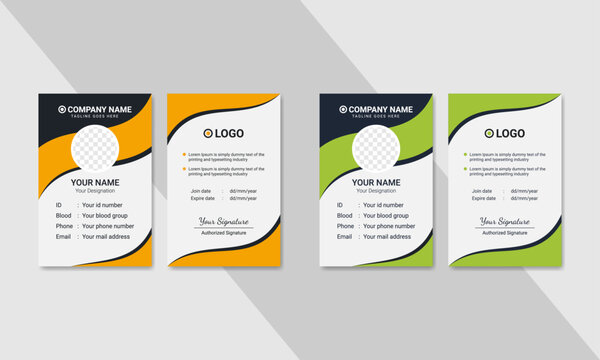 Modern id card design template bundle | Office employee Id card | Unique & simple Id card design with two color variation.