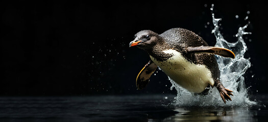 Gentoo penguin standing in the waterChinstrap penguin (Pygoscelis antarcticus generative by ai... - obrazy, fototapety, plakaty