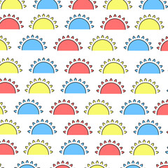 Fototapeta premium Multicolored sun icons pattern Vector pattern with colored sun icons. Children's vector pattern
