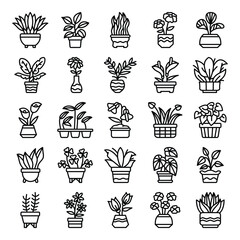 Indoor plant outline icon vector 