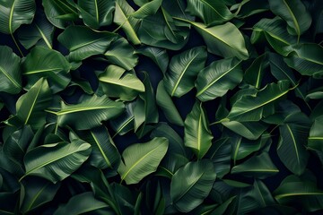 Green leaves background,  Top view, flat lay, copy space
