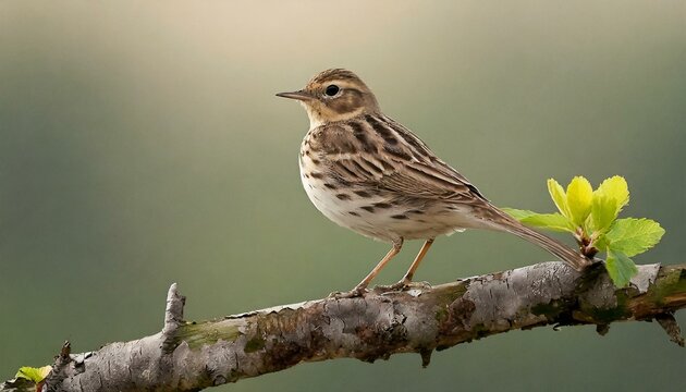 Red-throated pipit bird on the branch