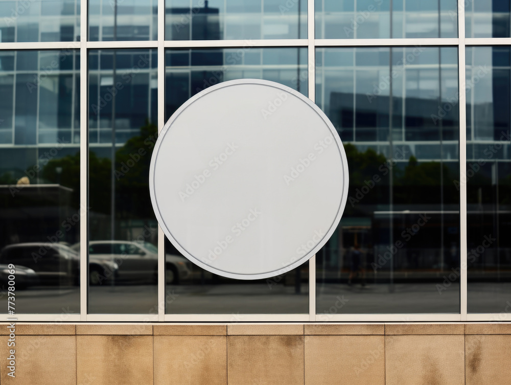 Poster a large window with a white circle in the middle