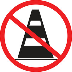 Forbidden road cone icon. Traffic cone sign. Road cone symbol. flat style.