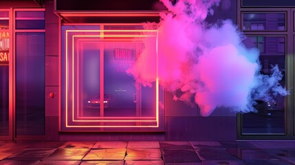 Futuristic Sci Fi Modern Neon Gradient Glowing Rectangle Frame for Banner on Dark Empty Grunge...